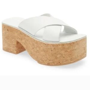 NEW Jeffrey Campbell Itzelia White Heel Platform Slide Sandal